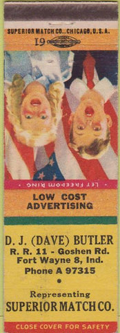 Matchbook Cover - DJ Butler Superior Match Fort Wayne IN