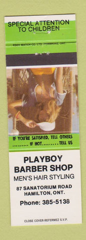Matchbook Cover - Playboy Barber Shop Hamilton ON pinup