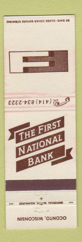 Matchbook Cover - First National Bank Oconto WI WEAR