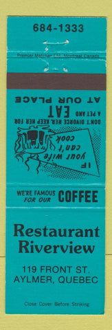 Matchbook Cover - Restaurant Riverview Aylmer QC