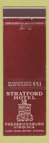 Matchbook Cover - Stratford Hotel Fredericksburg VA