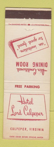 Matchbook Cover - Hotel Lord Culpeper VA