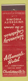 Matchbook Cover - Albemarle Hotel Charlottesville VA