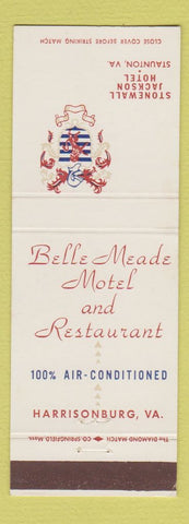 Matchbook Cover - Stonewall Jackson Hotel Staunton VA Belle Meade Harrisonburg
