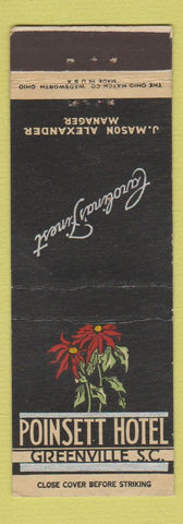 Matchbook Cover - Poinsett Hotel Greenville SC