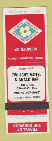 Matchbook Cover - Twilight Motel Snack Bar Okanagan Falls BC