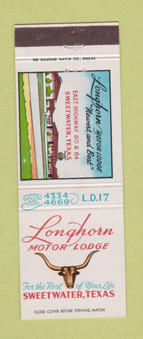 Matchbook Cover - Longhorn Motor Lodge Sweetwater TX