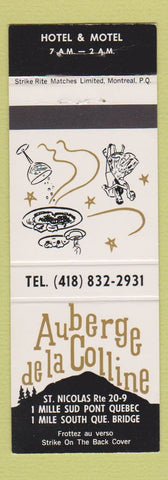 Matchbook Cover - Auberge de la Colline Hotel Motel St Nicolas QC