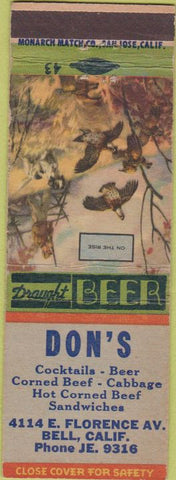 Matchbook Cover - Don's Bar Bell CA