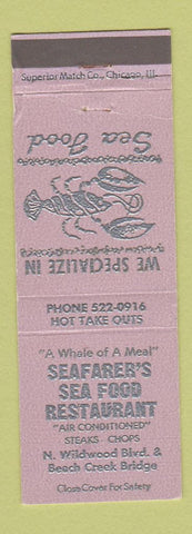 Matchbook Cover - Seafarer's Seafood Restaurant Wildwood NJ LAVENDER