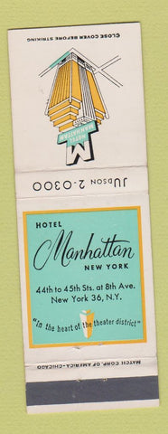 Matchbook Cover - Hotel Manhattan New York City
