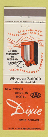 Matchbook Cover - Hotel Dixie New York City