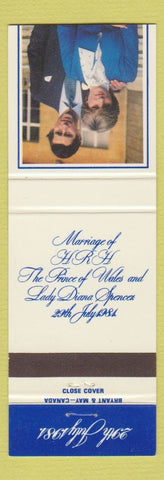 Matchbook Cover - Princess Diana Prince Charles Wedding 1984
