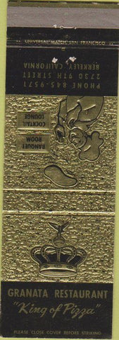 Matchbook Cover - Granata Restaurant Berkeley CA Pizza Cameo