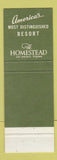 Matchbook Cover - The Homestead Hot Springs VA