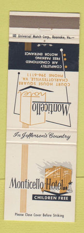 Matchbook Cover - Monticello Hotel Charlottesville VA