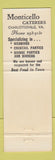 Matchbook Cover - Monticello Hotel Charlottesville VA