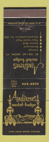 Matchbook Cover - Andirons Motel Lodge Mount Snow VT WEAR #2