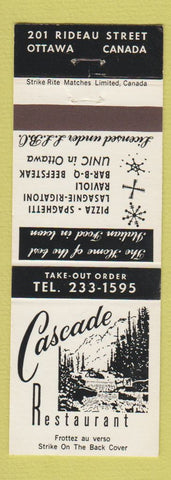 Matchbook Cover - Cascade Restaurant Ottawa ON