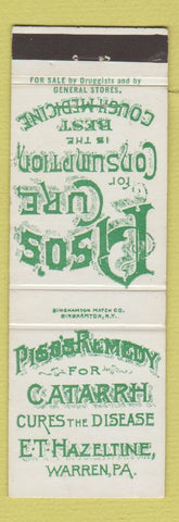 Matchbook Cover - Piaso's Cure Warren PA Retro Reproduction Perkins Americana