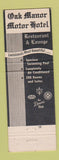 Matchbook Cover - Oak Manor Motor Hotel Baton Rouge LA
