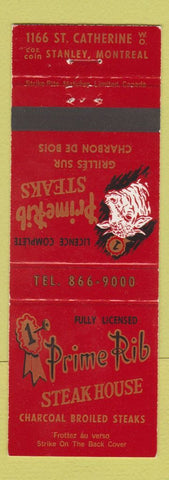 Matchbook Cover - Prime Rib Steak House Montreal QC