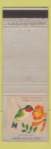 Matchbook Cover - Ohio Blue Tip Matches Ruby Throated Humming Bird WEAR