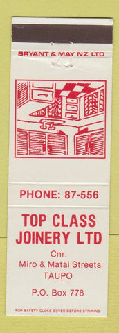 Matchbook Cover - Top Class Joinery Taupo New Zealand
