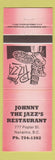 Matchbook Cover - Johnny The Jazz's Restaurant Nanaimo BC