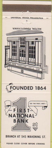Matchbook Cover - 1st National Bank Milton PA