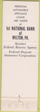 Matchbook Cover - 1st National Bank Milton PA