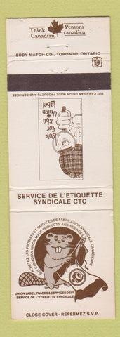Matchbook Cover - Think Canadian Products Man With Magnifying Glass