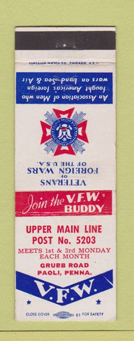 Matchbook Cover - VFW Upper Main Line Paoli PA
