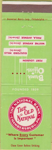 Matchbook Cover - Old National Bank Chambersburg PA