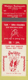 Matchbook Cover - Hospitality Sam Western Restaurants Winnipeg MB