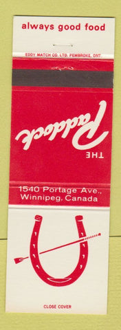 Matchbook Cover - The Paddock Winnipeg MB