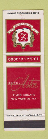 Matchbook Cover - Hotel Astor New York City