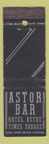 Matchbook Cover - Hotel Astor New York City Bar POOR BACK WEAR