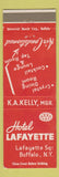Matchbook Cover - Hotel Lafayette Buffalo NY