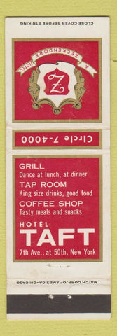 Matchbook Cover - Hotel Taft New York City