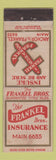 Matchbook Cover - Frankel Bros Insurance WORN
