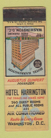 Matchbook Cover - Hotel Harrington Washington DC WEAR