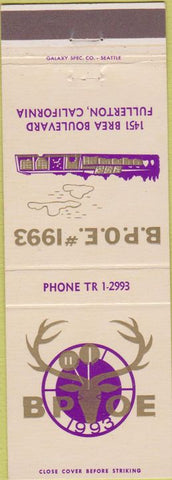 Matchbook Cover - Elks Lodge Fullerton CA