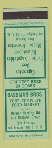 Matchbook Cover - Bassman Bros Grocery Des Moines IA