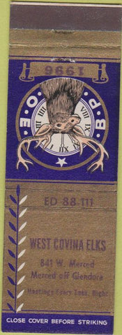 Matchbook Cover - West Covina Elks Club CA