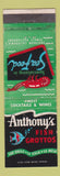 Matchbook Cover - Anthony's Fish Grottos La Jolla La Mesa San Diego CA