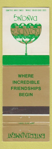 Matchbook Cover - Brandy's Dancing Toronto Ottawa ON Calgary AB Winnipeg MB