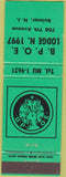 Matchbook Cover - Elks Lodge Belmar NJ WEAR