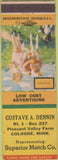 Matchbook Cover - Gustave Dennin Superior Match Cologne MN