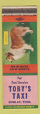 Matchbook Cover - Toby's Taxi Dunlap TN Collie